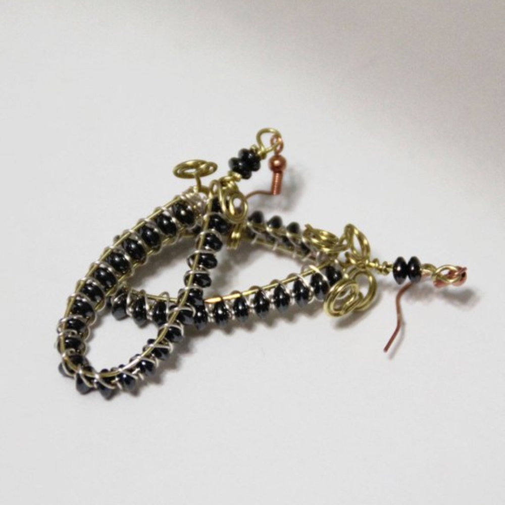 Handwoven hematite earrings